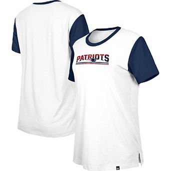 Women's New Era White/Navy New England Patriots Third Down Colorblock T-Shirt