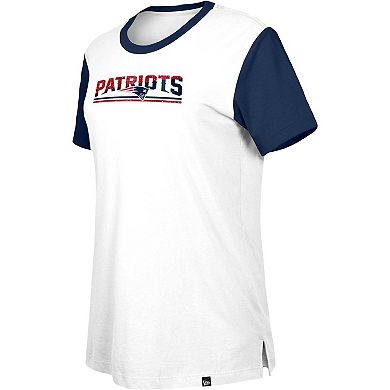 Women's New Era White/Navy New England Patriots Third Down Colorblock T-Shirt