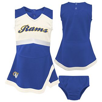 Girls Toddler Royal Los Angeles Rams Cheer Captain Dress with Bloomers