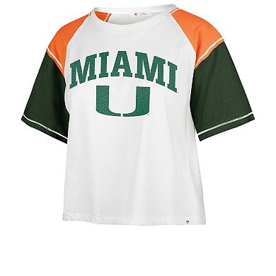 Women's '47 White Miami Hurricanes Serenity Gia Cropped T-Shirt