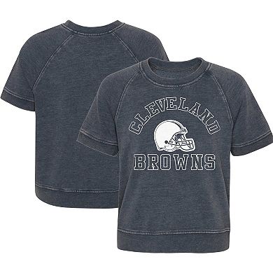 Girls Juniors Heather Charcoal Cleveland Browns Cheer Squad Raglan T-Shirt