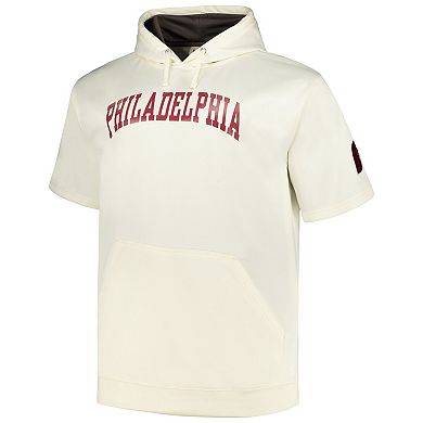 Men's Profile Oatmeal Philadelphia Phillies Big & Tall Contrast Short Sleeve Pullover Hoodie