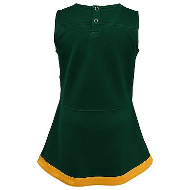 Girls Preschool Green Green Bay Packers Two-Piece Cheer Captain Jumper Dress with Bloomers Set