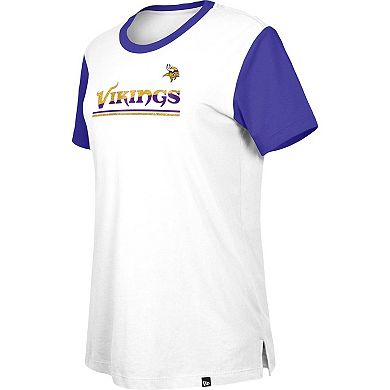 Women's New Era White/Purple Minnesota Vikings Third Down Colorblock T-Shirt