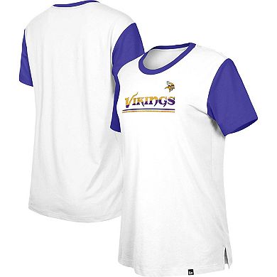 Women's New Era White/Purple Minnesota Vikings Third Down Colorblock T-Shirt