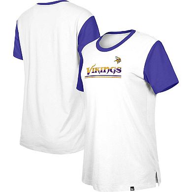 Women's New Era  White/Purple Minnesota Vikings Third Down Colorblock T-Shirt