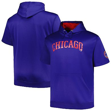 Men's Profile Royal Chicago Cubs Big & Tall Contrast Short Sleeve Pullover Hoodie