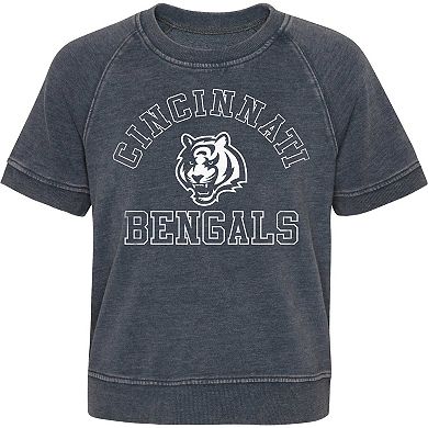 Girls Juniors Heather Charcoal Cincinnati Bengals Cheer Squad Raglan T-Shirt