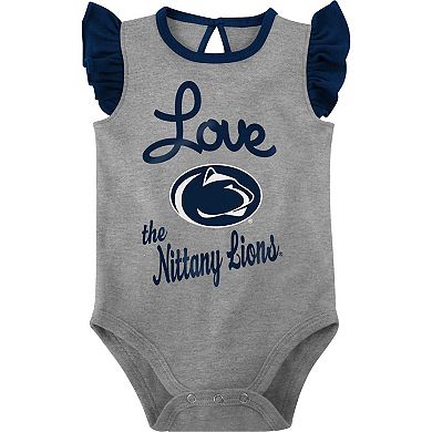 Girls Newborn & Infant Navy/Gray Penn State Nittany Lions Spread the Love 2-Pack Bodysuit Set