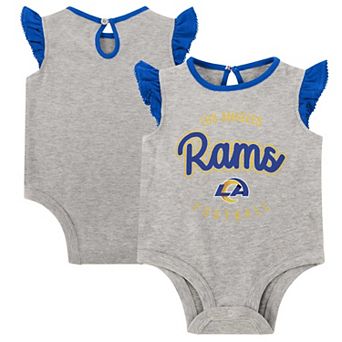 Girls Infant Heather Gray/Royal Los Angeles Rams All Dolled Up Three-Piece Bodysuit, Skirt & Booties Set