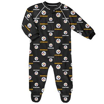 Newborn Black Pittsburgh Steelers Allover Print Raglan Full-Zip Jumper
