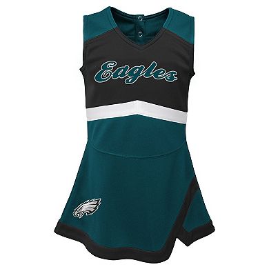 Girls Preschool Green Philadelphia Eagles Two-Piece Cheer Captain Jumper Dress with Bloomers Set