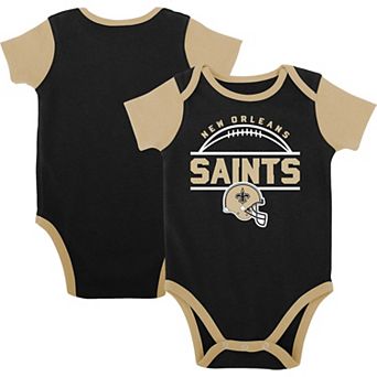 Newborn & Infant Black/Gold New Orleans Saints Home Field Advantage Three-Piece Bodysuit, Bib & Booties Set
