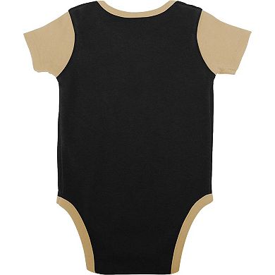 Newborn & Infant Black/Gold New Orleans Saints Home Field Advantage Three-Piece Bodysuit, Bib & Booties Set