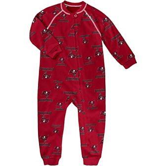 Toddler Red Tampa Bay Buccaneers Allover Print Raglan Full-Zip Sleeper