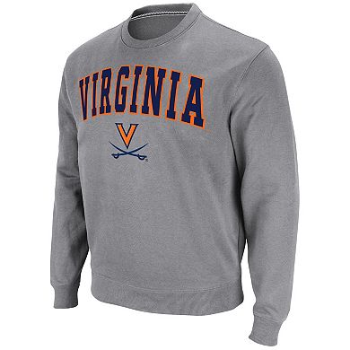 Men's Colosseum Heather Gray Virginia Cavaliers Arch & Logo Pullover Sweatshirt