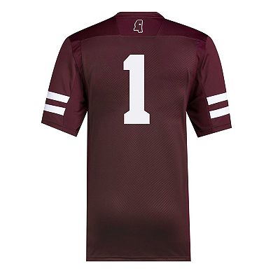 Men's adidas #1 Maroon Mississippi State Bulldogs Premier Football Jersey