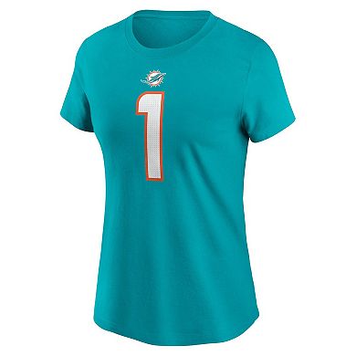 Women's Nike Tua Tagovailoa Aqua Miami Dolphins Player Name & Number T-Shirt