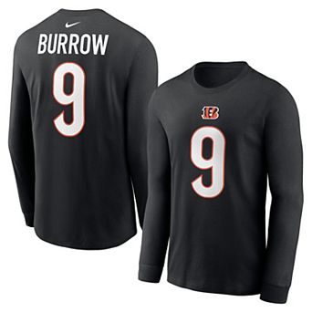 Men's Nike Joe Burrow Black Cincinnati Bengals Player Name & Number Long Sleeve T-Shirt