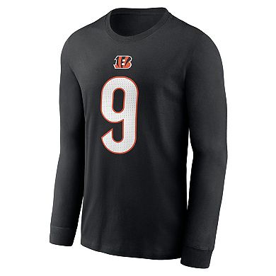 Men's Nike Joe Burrow Black Cincinnati Bengals Player Name & Number Long Sleeve T-Shirt