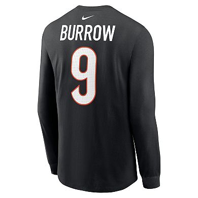 Men's Nike Joe Burrow Black Cincinnati Bengals Player Name & Number Long Sleeve T-Shirt