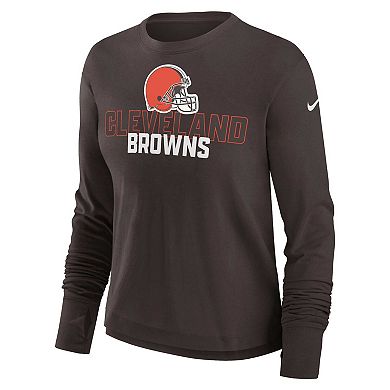 Women's Nike Brown Cleveland Browns High Hip Performance Long Sleeve T-Shirt