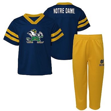 Infant Navy Notre Dame Fighting Irish Two-Piece Red Zone Jersey & Pants Set