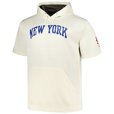 Men's Profile Oatmeal New York Mets Big & Tall Contrast Short Sleeve Pullover Hoodie