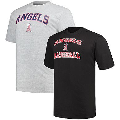 Men's Profile Black/Heather Gray Los Angeles Angels Big & Tall T-Shirt Combo Pack
