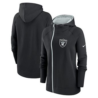 Women's Nike Black Las Vegas Raiders Asymmetrical Raglan Full-Zip Hoodie