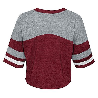 Girls Youth Crimson Oklahoma Sooners Sunday Friday Sleeve Stripe Jersey T-Shirt