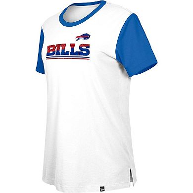 Women's New Era White/Royal Buffalo Bills Third Down Colorblock T-Shirt