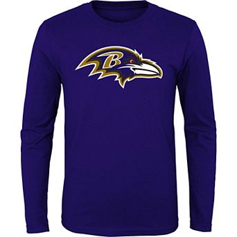 Youth Purple Baltimore Ravens Primary Logo Long Sleeve T-Shirt