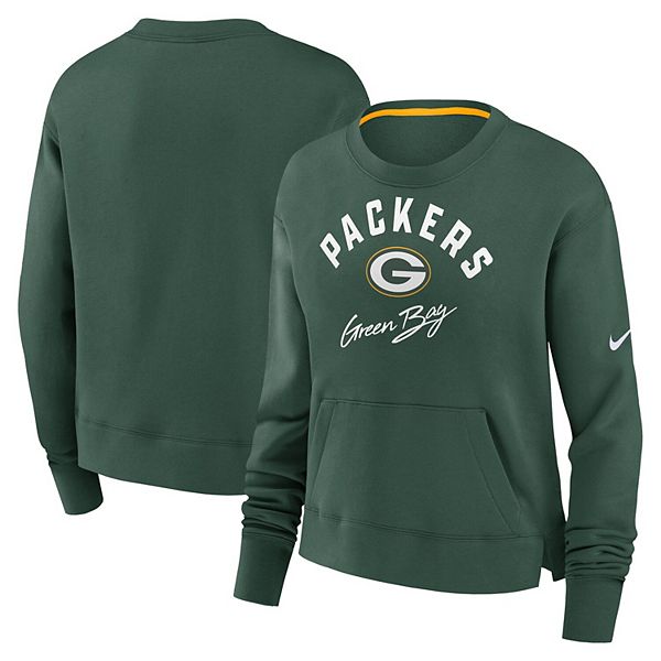 Women s Nike Green Green Bay Packers High Hip Fleece Pullover Sweatshirt