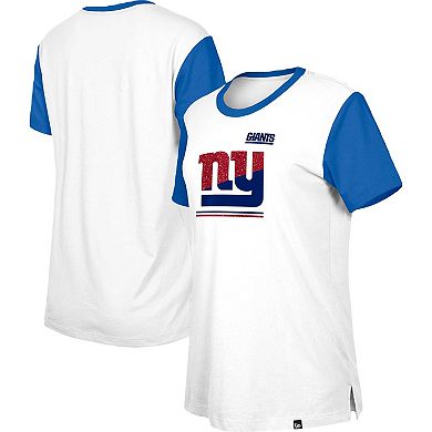 Women's New Era White/Royal New York Giants Third Down Colorblock T-Shirt