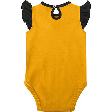 Girls Newborn & Infant Black/Gold Iowa Hawkeyes Spread the Love 2-Pack Bodysuit Set