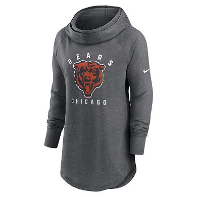 Women's Nike Heather Charcoal Chicago Bears Raglan Funnel Neck Pullover Hoodie