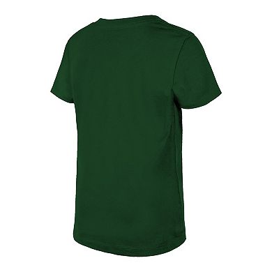 Girls Youth New Era Green Green Bay Packers Reverse Sequin V-Neck T-Shirt
