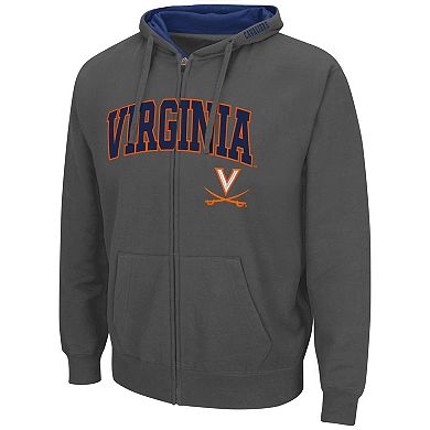 Men's Colosseum Charcoal Virginia Cavaliers Arch & Logo 3.0 Full-Zip Hoodie