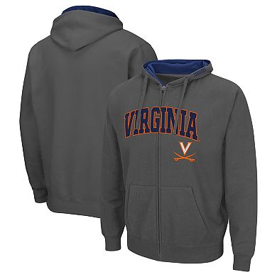 Men's Colosseum Charcoal Virginia Cavaliers Arch & Logo 3.0 Full-Zip Hoodie