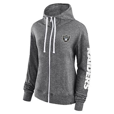 Women's Fanatics Branded Heather Charcoal Las Vegas Raiders Opening Coin Flip Hoodie Full-Zip Sweatshirt