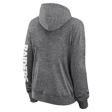 Women's Fanatics Branded Heather Charcoal Las Vegas Raiders Opening Coin Flip Lightweight Full-Zip Hoodie