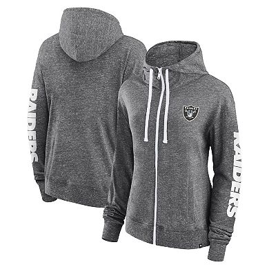 Women's Fanatics Branded Heather Charcoal Las Vegas Raiders Opening Coin Flip Lightweight Full-Zip Hoodie