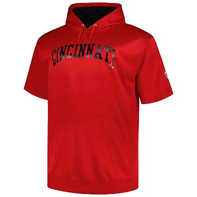 Men's Profile Red Cincinnati Reds Big & Tall Contrast Short Sleeve Pullover Hoodie