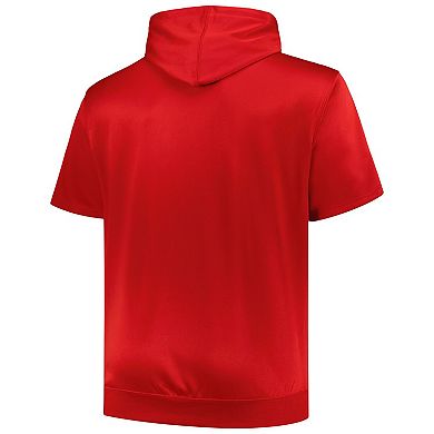 Men's Profile Red Cincinnati Reds Big & Tall Contrast Short Sleeve Pullover Hoodie