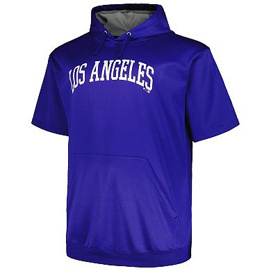 Men's Profile Royal Los Angeles Dodgers Big & Tall Contrast Short Sleeve Pullover Hoodie