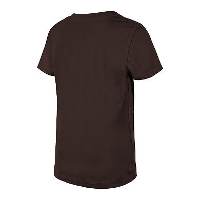 Girls Youth New Era Brown Cleveland Browns Reverse Sequin V-Neck T-Shirt