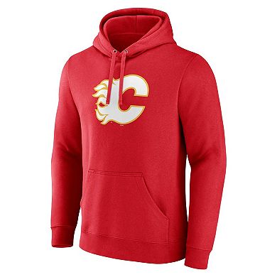 Men's Fanatics Branded Red Calgary Flames Primary Team Logo Pullover Hoodie