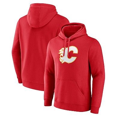 Men's Fanatics Branded Red Calgary Flames Primary Team Logo Pullover Hoodie