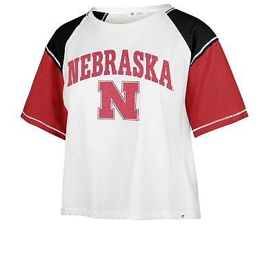 Women's '47 White Nebraska Huskers Serenity Gia Cropped T-Shirt